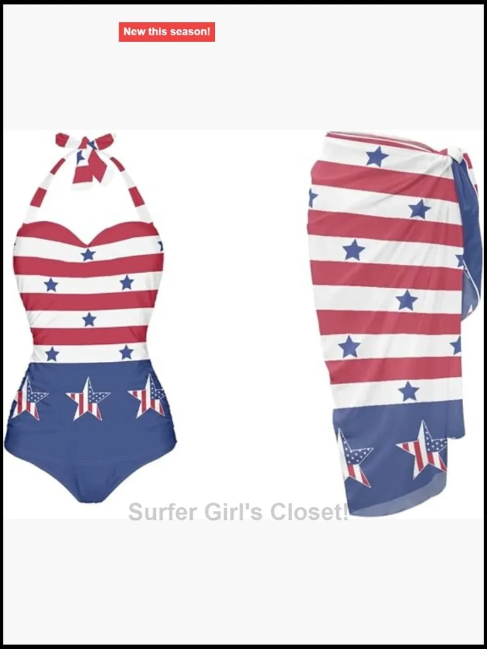 One Piece Swimsuit with Matching Cover Up Sarong Two Piece Beachwear S-XXL